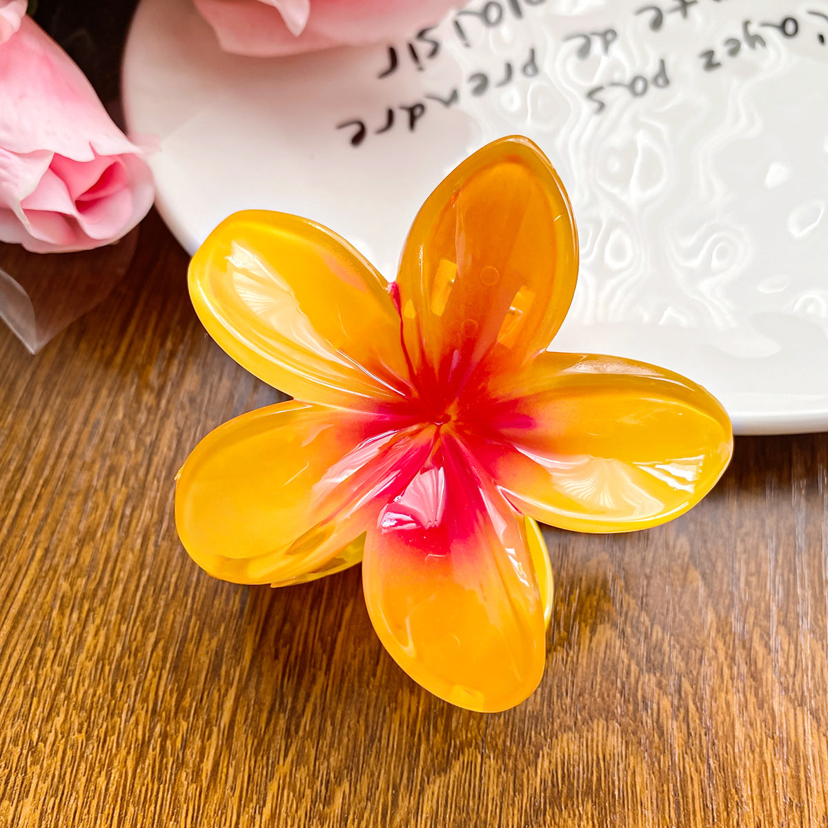 Simple Style Flower Plastic Resin Hair Claws