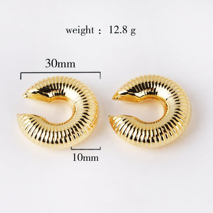 1 Pair Retro Roman Style Geometric Plating Copper Ear Studs