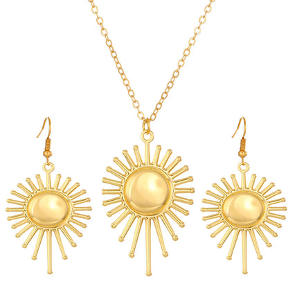 Modern Style Shiny Sun Alloy Plating Inlay Rhinestones Zircon 18k Gold Plated Gold Plated Silver Plated Women's Earrings Necklace