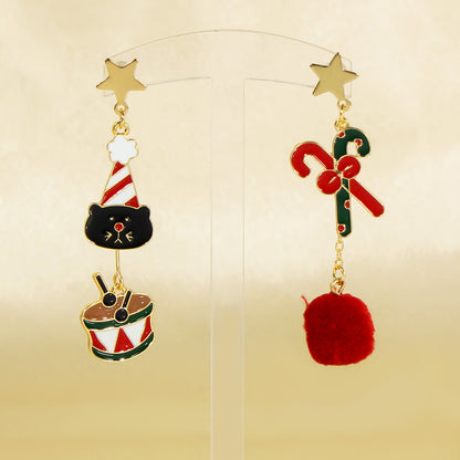 1 Pair Cute Sweet Commute Santa Claus Elk Irregular Alloy Drop Earrings