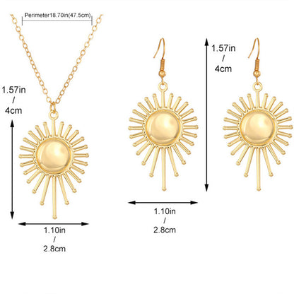 Modern Style Shiny Sun Alloy Plating Inlay Rhinestones Zircon 18k Gold Plated Gold Plated Silver Plated Women's Earrings Necklace