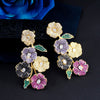 1 Pair Casual Simple Style Plant Flower Petal Plating Inlay Copper Zircon Rhodium Plated Silver Plated Drop Earrings