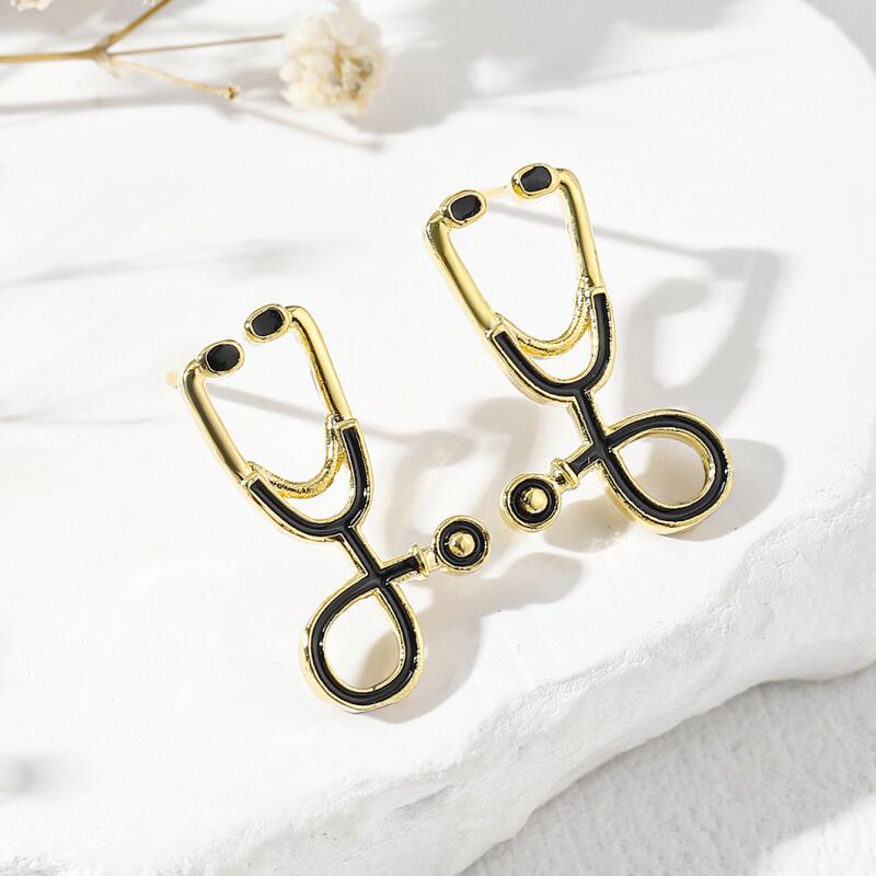 Cute Vintage Style Simple Style Stethoscope Copper 18k Gold Plated Zircon Jewelry Set In Bulk