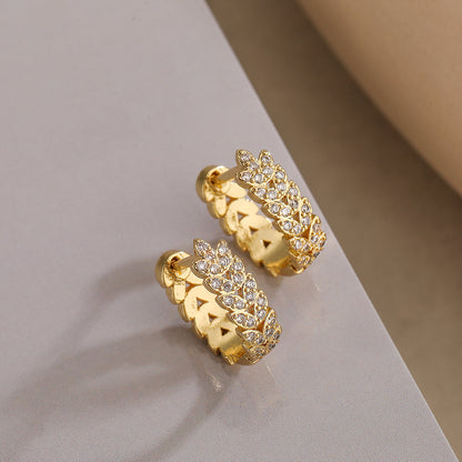 1 Pair Simple Style Commute Flower Plating Inlay Copper Zircon 18k Gold Plated Ear Studs