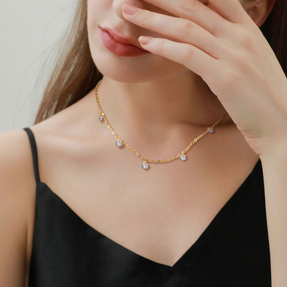 Titanium Steel Zircon Clavicle Chain Personality Shell Xingx Pendant Niche Gold Necklace S-shaped Necklace Ins Style Twin