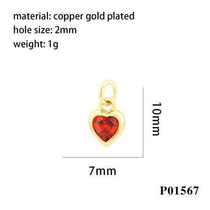 Inlaid Color Zircon Love Heart-Shaped Necklace Bracelet Pendant Diy Decorative Pendant Handmade Materials Semi-Finished Products Wholesale