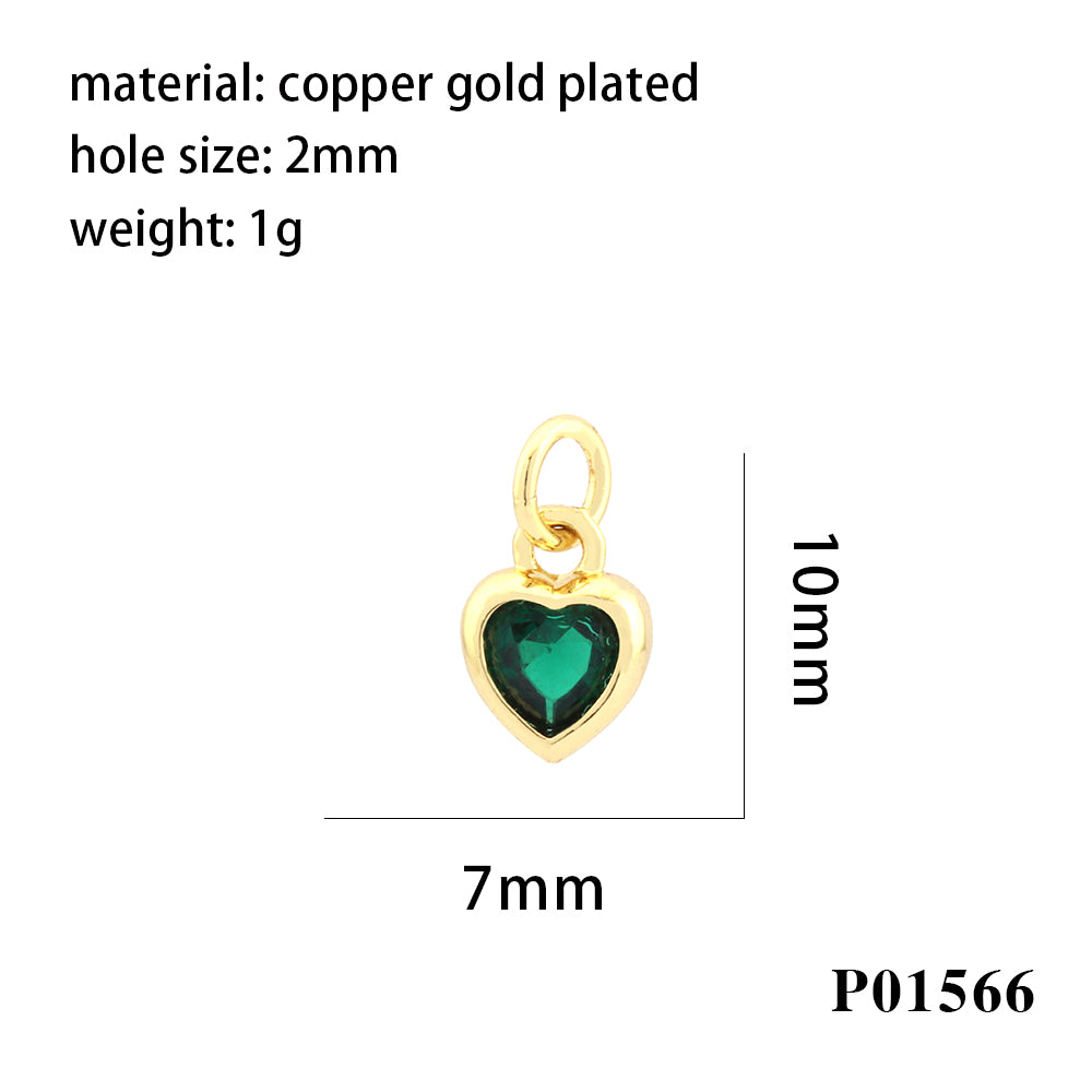 Inlaid Color Zircon Love Heart-Shaped Necklace Bracelet Pendant Diy Decorative Pendant Handmade Materials Semi-Finished Products Wholesale