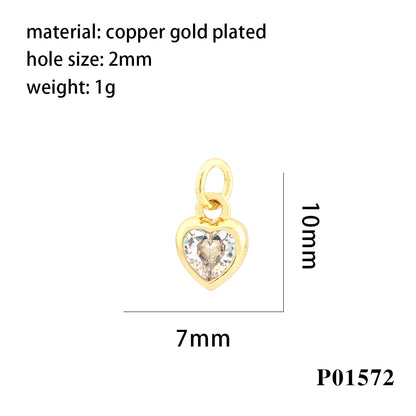 Inlaid Color Zircon Love Heart-Shaped Necklace Bracelet Pendant Diy Decorative Pendant Handmade Materials Semi-Finished Products Wholesale