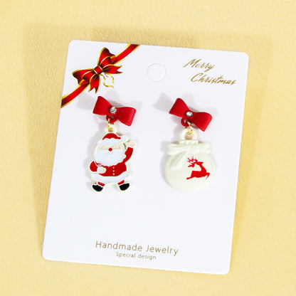 1 Pair Princess Cute Sweet Santa Claus Snowman Snowflake Irregular Alloy Ear Studs