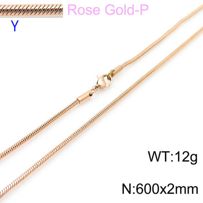 Wholesale Classic Style Solid Color Titanium Steel Chain Necklace