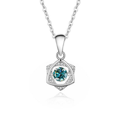 Simple Style Solid Color Sterling Silver Inlay Moissanite Zircon Pendant Necklace