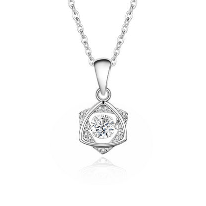 Simple Style Solid Color Sterling Silver Inlay Moissanite Zircon Pendant Necklace