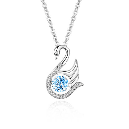 Simple Style Swan Sterling Silver Inlay Moissanite Zircon Pendant Necklace