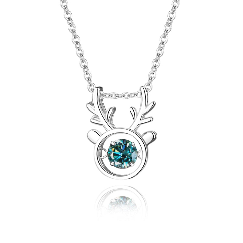 Simple Style Antlers Sterling Silver Inlay Moissanite Zircon Pendant Necklace