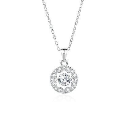 Simple Style Solid Color Sterling Silver Inlay Moissanite Zircon Pendant Necklace