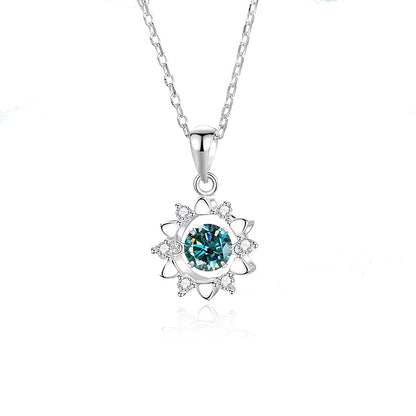 Simple Style Solid Color Sterling Silver Inlay Moissanite Zircon Pendant Necklace