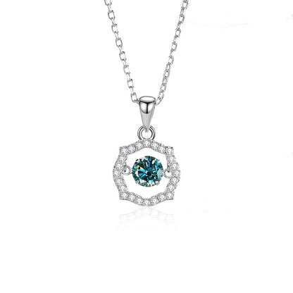 Simple Style Classic Style Solid Color Sterling Silver Inlay Moissanite Zircon Pendant Necklace