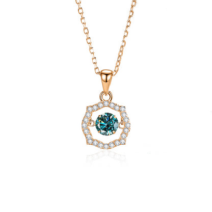 Simple Style Classic Style Solid Color Sterling Silver Inlay Moissanite Zircon Pendant Necklace