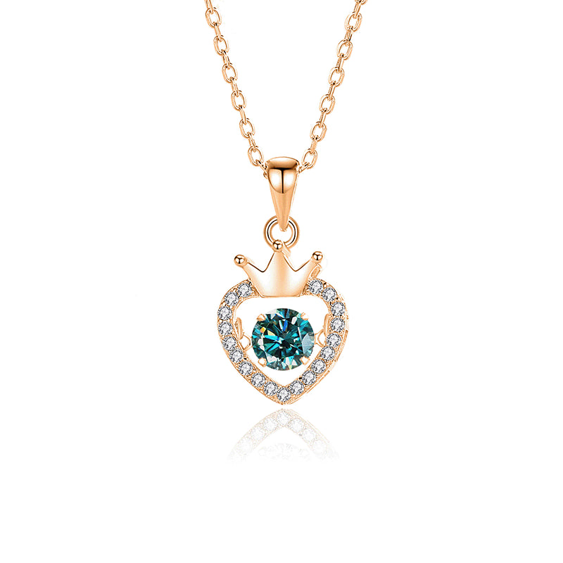 Simple Style Heart Shape Crown Sterling Silver Inlay Moissanite Zircon Pendant Necklace