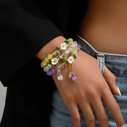 Simple Style Flower Arylic Beaded Women's Bracelets