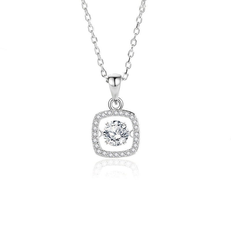 Simple Style Solid Color Sterling Silver Inlay Moissanite Zircon Pendant Necklace