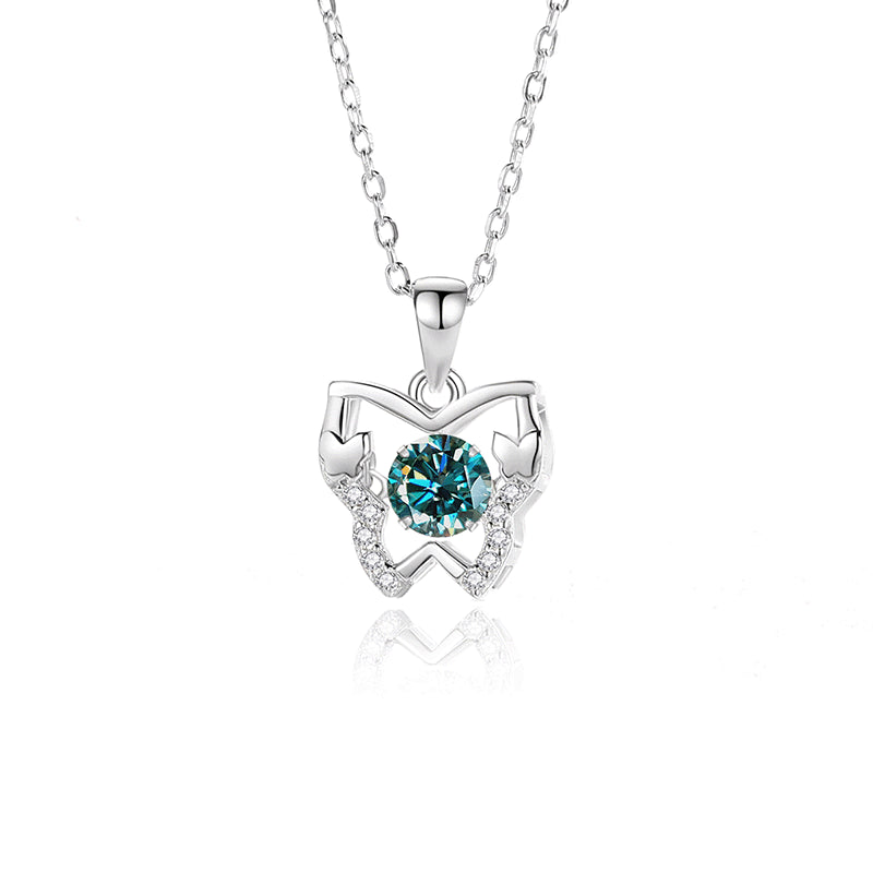 Simple Style Butterfly Sterling Silver Inlay Moissanite Zircon Pendant Necklace