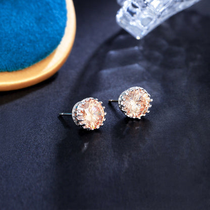 1 Pair Simple Style Commute Solid Color Plating Inlay Copper Zircon White Gold Plated Rhodium Plated Ear Studs