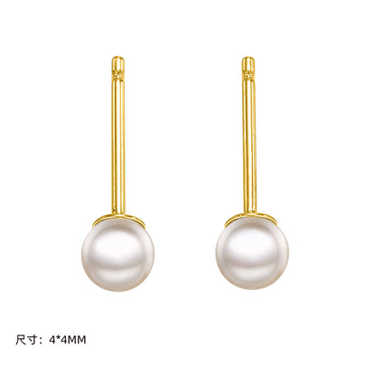 Fashion Geometric Stainless Steel Plating Artificial Pearls Ear Studs 1 Pair