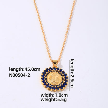 Hip-hop Vintage Style Simple Style Human Copper Plating Inlay Zircon Gold Plated Pendant Necklace