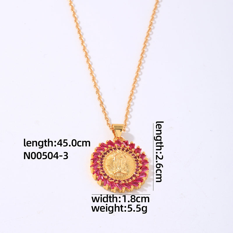 Hip-hop Vintage Style Simple Style Human Copper Plating Inlay Zircon Gold Plated Pendant Necklace