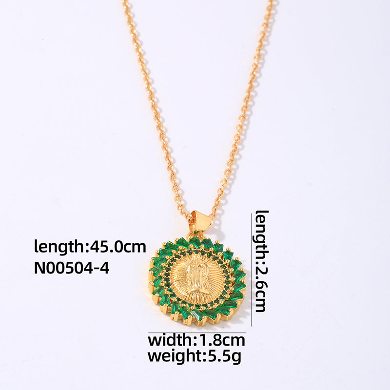 Hip-hop Vintage Style Simple Style Human Copper Plating Inlay Zircon Gold Plated Pendant Necklace