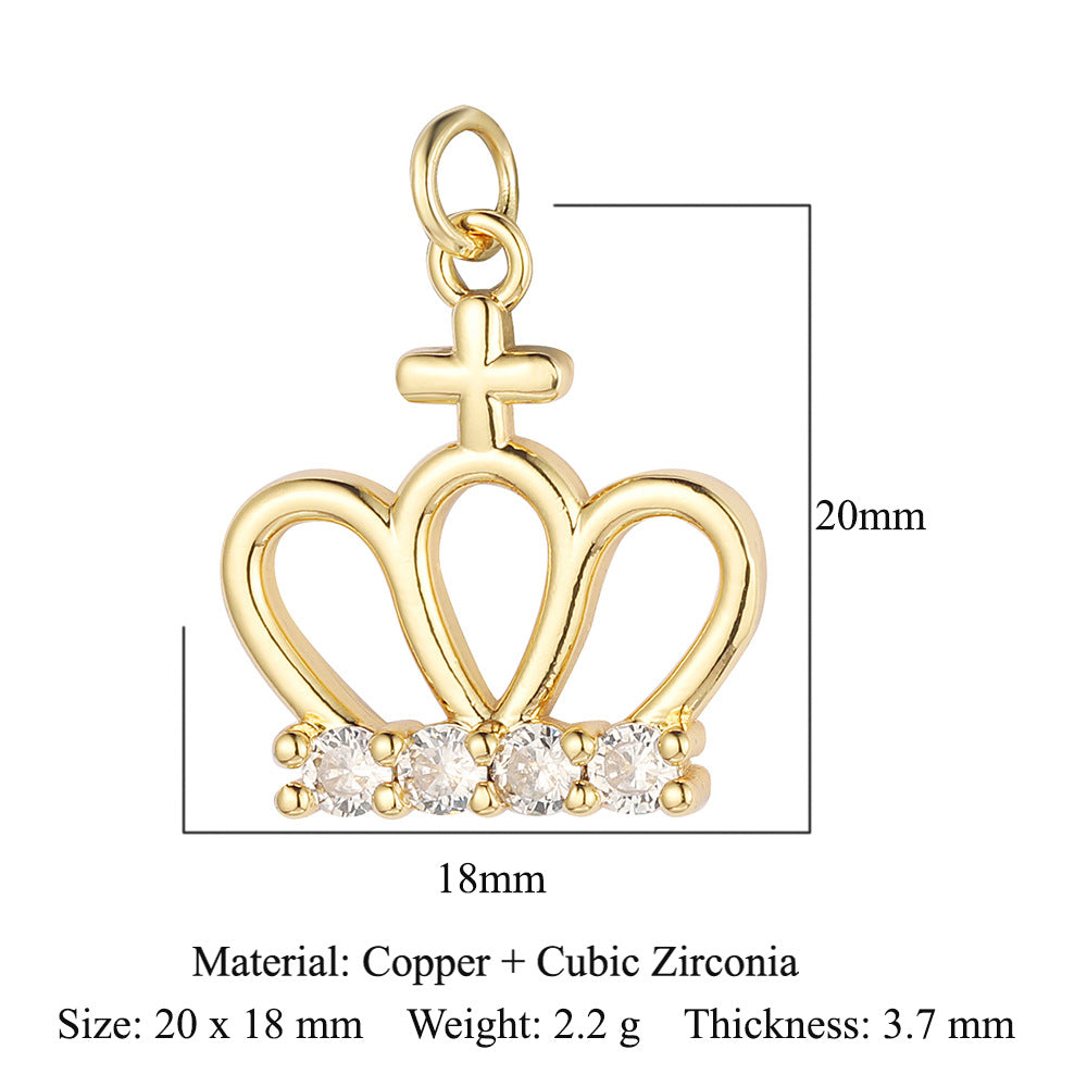 1 Piece Copper Zircon 18K Gold Plated Cross Moon Eye