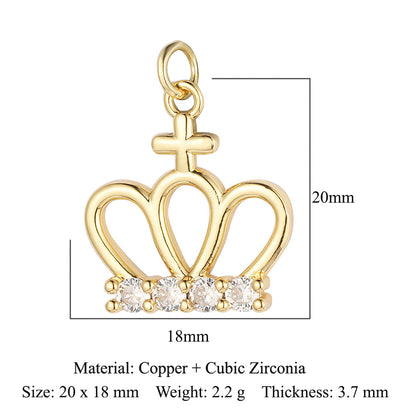 1 Piece Copper Zircon 18K Gold Plated Cross Moon Eye