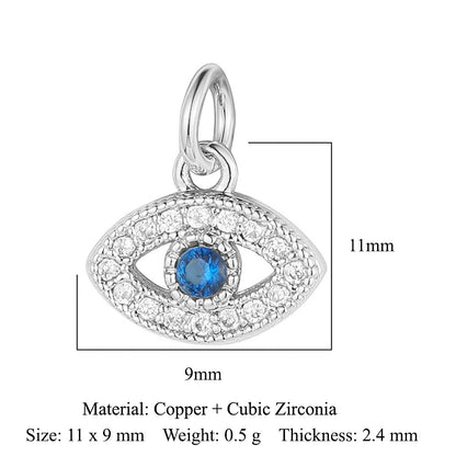 1 Piece Copper Zircon 18K Gold Plated Cross Moon Eye