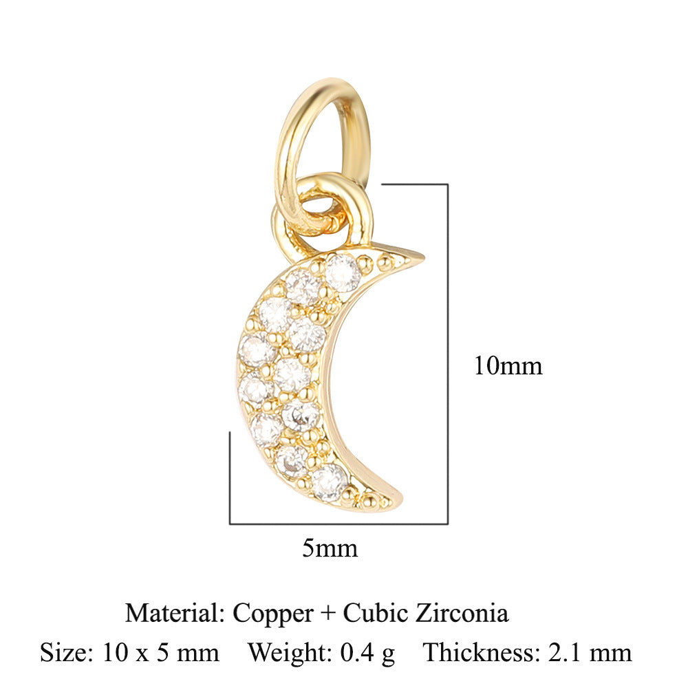 1 Piece Copper Zircon 18K Gold Plated Cross Moon Eye