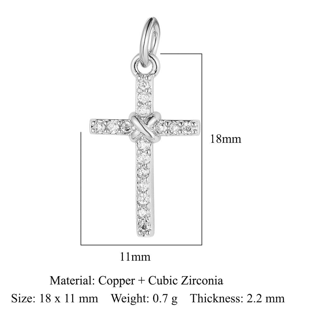 1 Piece Copper Zircon 18K Gold Plated Cross Moon Eye