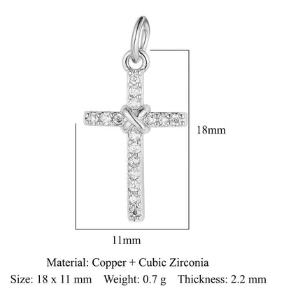 1 Piece Copper Zircon 18K Gold Plated Cross Moon Eye