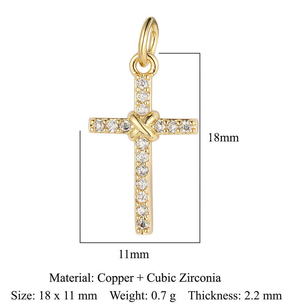 1 Piece Copper Zircon 18K Gold Plated Cross Moon Eye