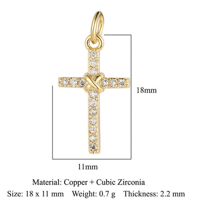 1 Piece Copper Zircon 18K Gold Plated Cross Moon Eye