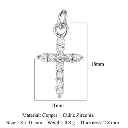 1 Piece Copper Zircon 18K Gold Plated Cross Moon Eye