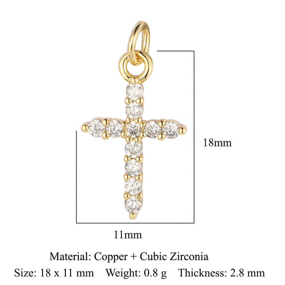 1 Piece Copper Zircon 18K Gold Plated Cross Moon Eye