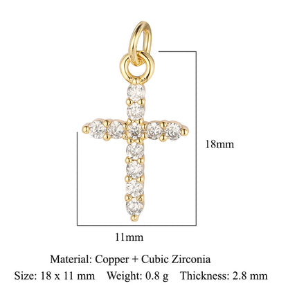 1 Piece Copper Zircon 18K Gold Plated Cross Moon Eye