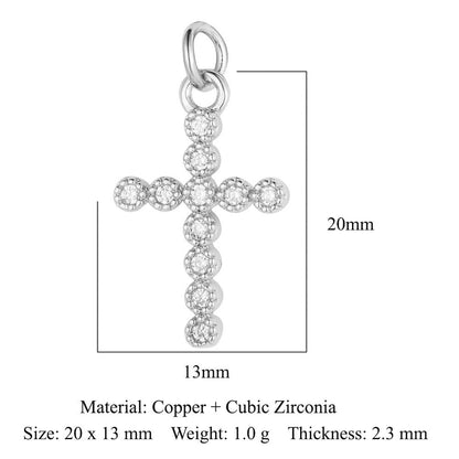 1 Piece Copper Zircon 18K Gold Plated Cross Moon Eye