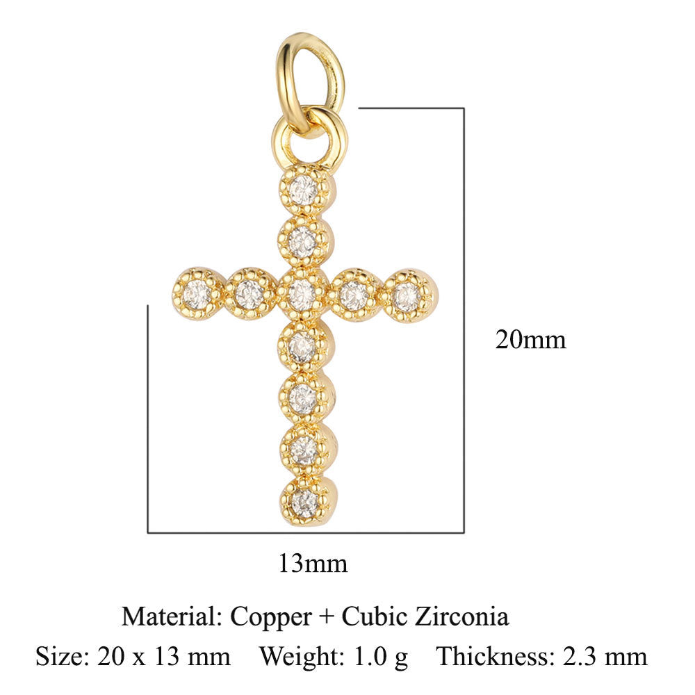 1 Piece Copper Zircon 18K Gold Plated Cross Moon Eye