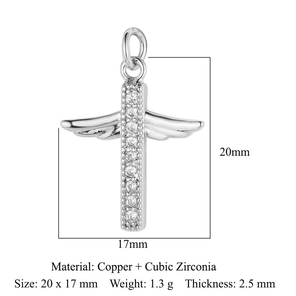 1 Piece Copper Zircon 18K Gold Plated Cross Moon Eye