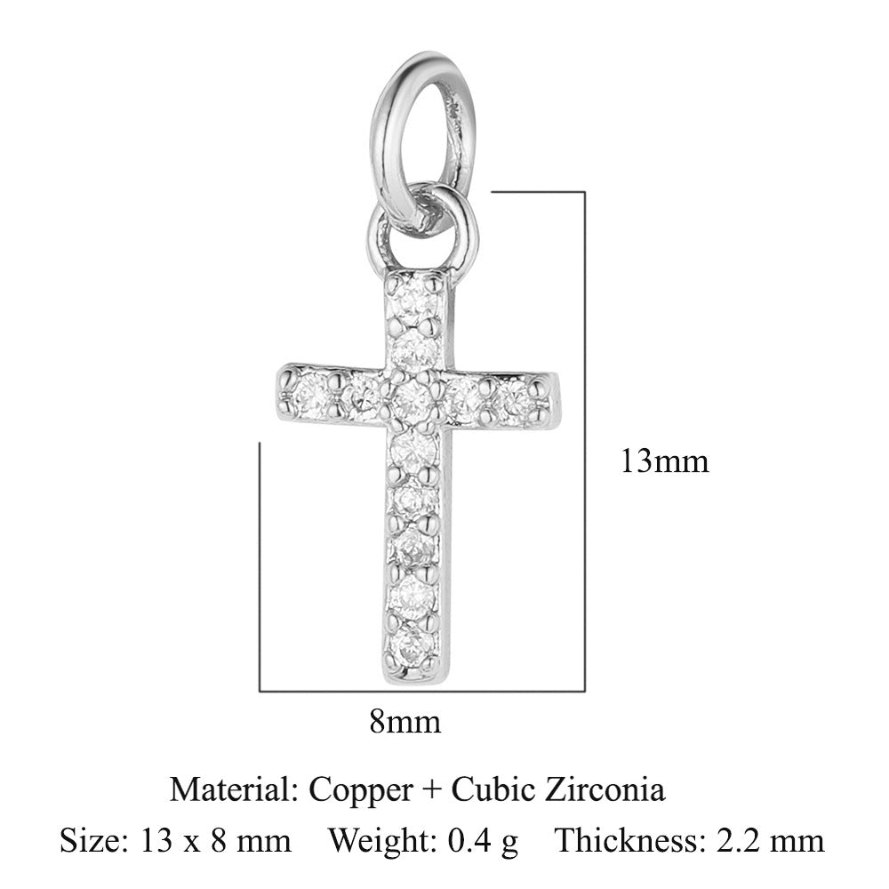 1 Piece Copper Zircon 18K Gold Plated Cross Moon Eye