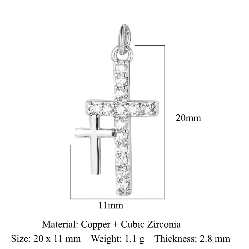 1 Piece Copper Zircon 18K Gold Plated Cross Moon Eye