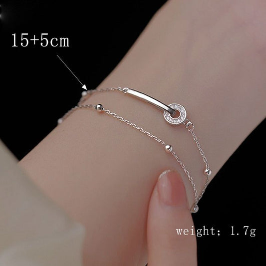 Elegant Solid Color Solid Color Sterling Silver Plating Inlay Zircon Silver Plated Bracelets