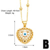 Simple Style Streetwear Heart Shape Copper Plating Inlay Zircon 18k Gold Plated Pendant Necklace