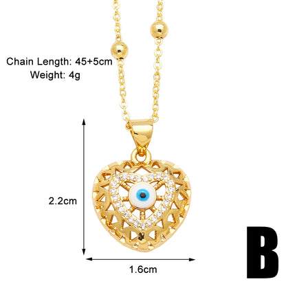 Simple Style Streetwear Heart Shape Copper Plating Inlay Zircon 18k Gold Plated Pendant Necklace